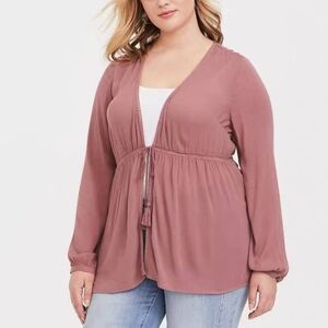 Torrid 1 Tie Front Babydoll Cardigan NWT